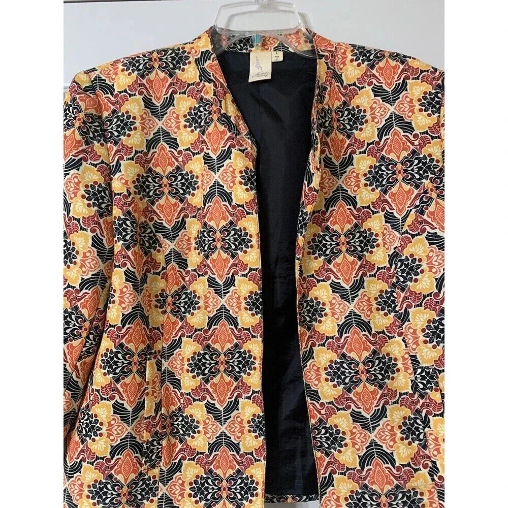 Lavender & Honey 70’s Retro‎ Inspired Open Front Jacket / Blazer Size Large(H12)
